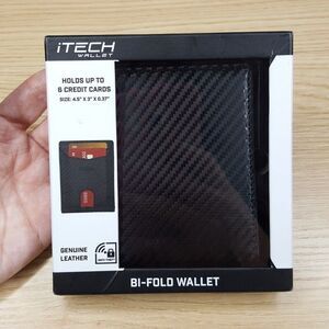 iTECH Mens Bifold Black Wallet Money Clip Card Holder RFID